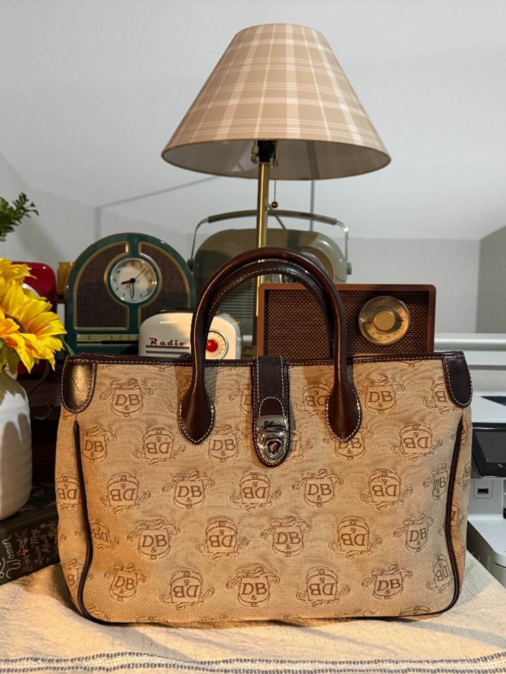 Dooney & Bourke Signature DB Canvas Satchel | Like New | Large Top Handle Tote
